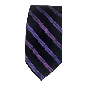 Van Heusen Black and Purple Stripe Tie 100% Silk